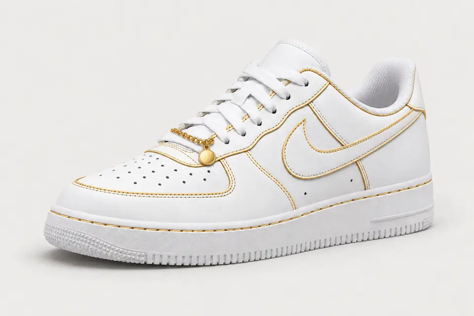 Air Force 1 Chaîne Or Contour coloris or, vue de trois quarts