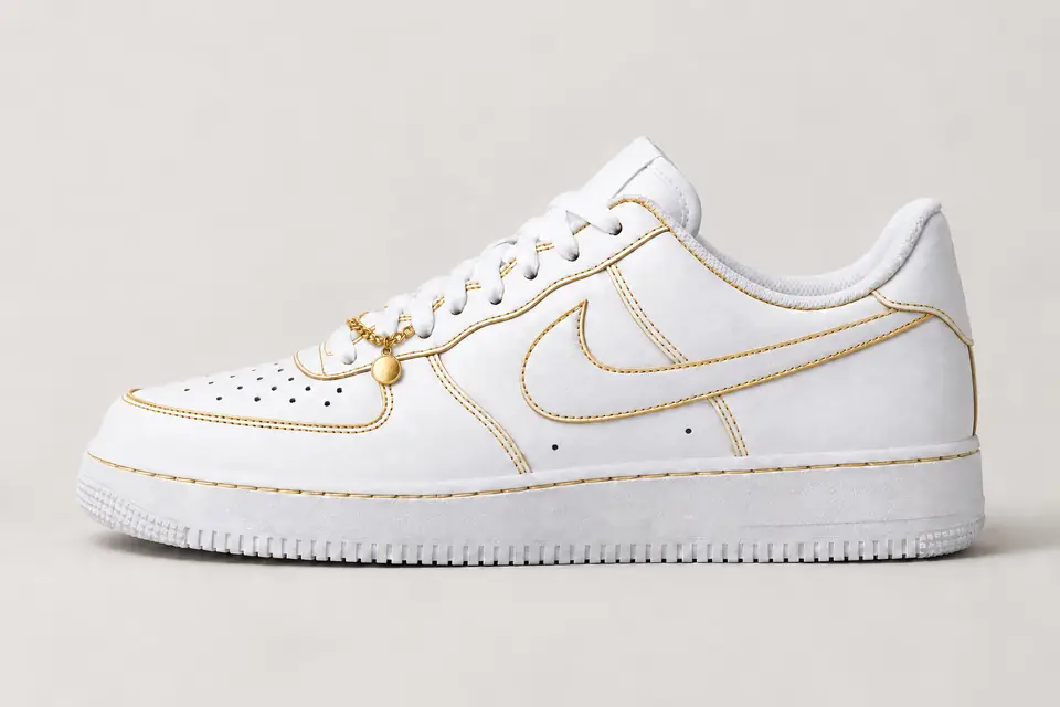 Air Force 1 Chaîne Or Contour coloris or, vue de profil