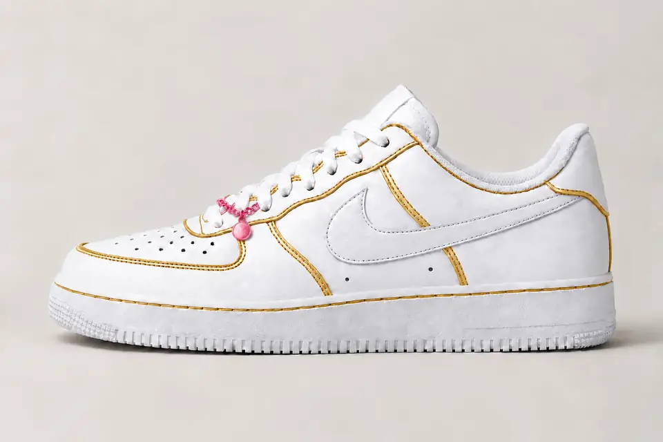 Air Force 1 Chaîne Or Contour coloris or et rose, vue de profil