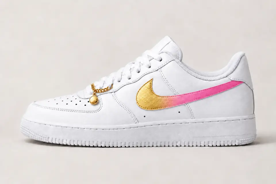 Air Force 1 Chaîne Or Dégradé coloris or et rose, vue de profil