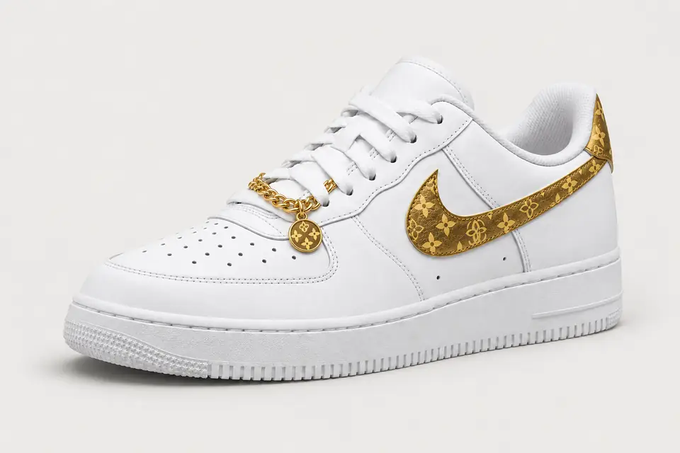 Air Force 1 Chaîne Or Monogramme coloris or, vue de trois quarts