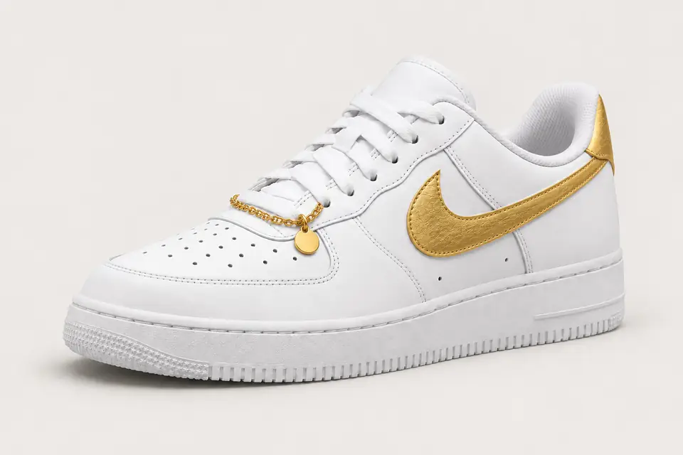 Air Force 1 Chaîne Or Talon Peint coloris or, vue de trois quarts