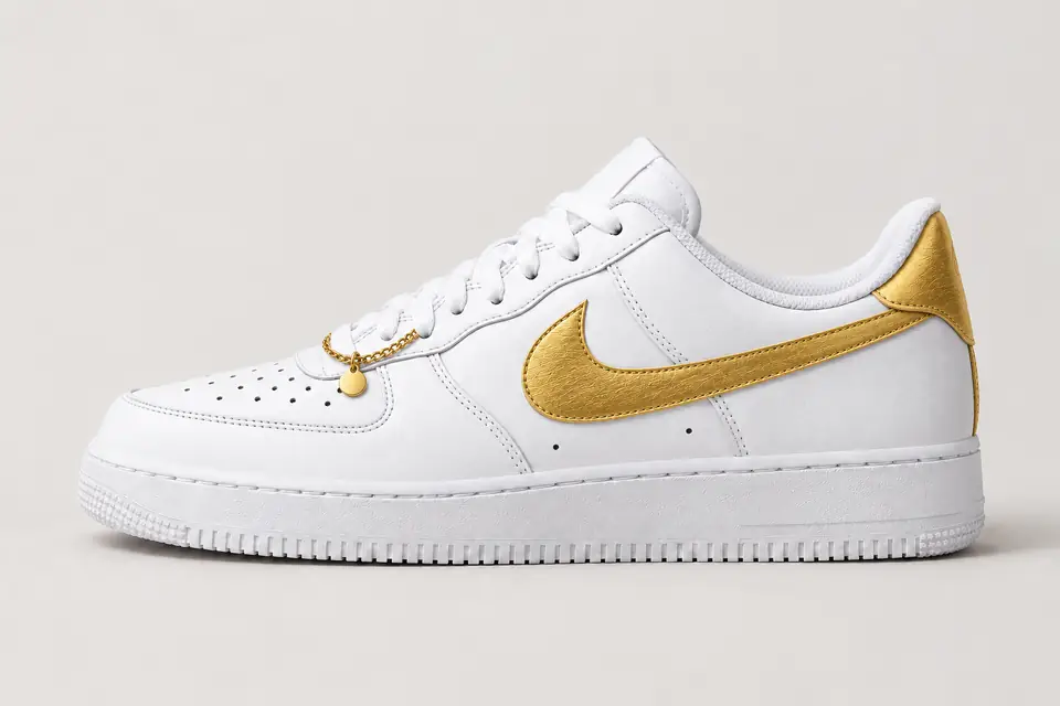 Air Force 1 Chaîne Or Talon Peint coloris or, vue de profil