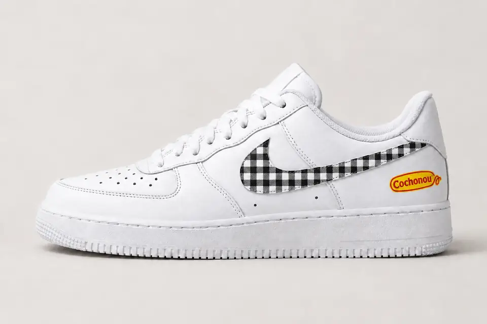 Air Force 1 Cochonou coloris noir et blanc, vue de profil