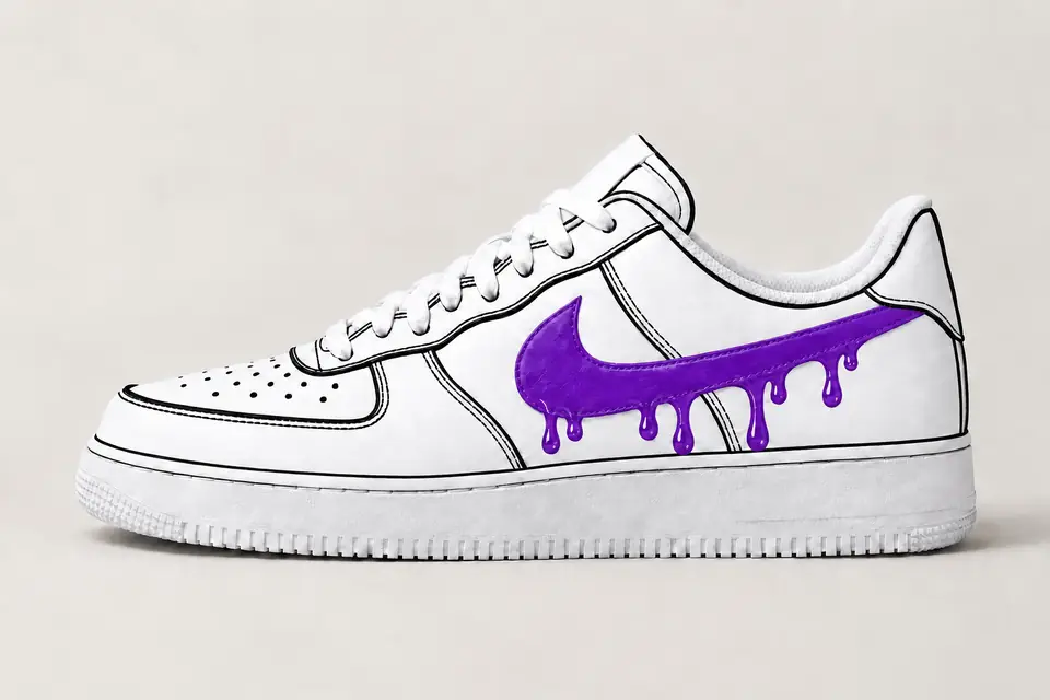 Air Force 1 Custom Cartoon Drip coloris violet, vue de profil