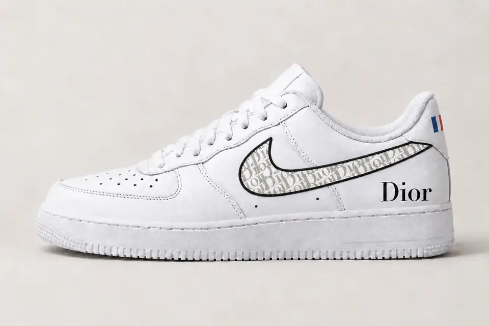 Air Force 1 Custom Dior France coloris blanc, vue de profil