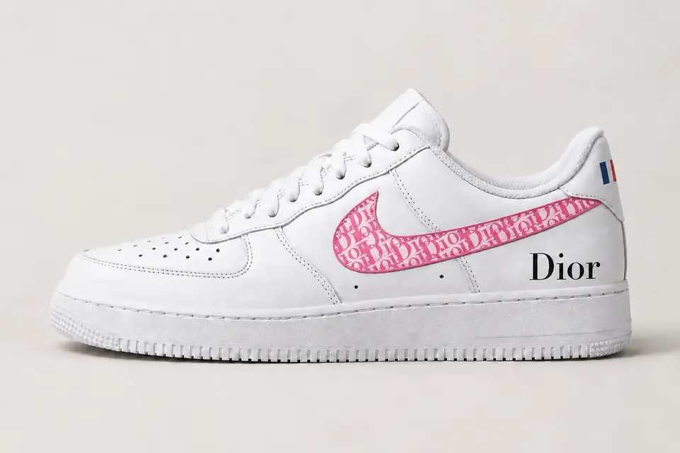 Air Force 1 Custom Dior France coloris rose, vue de profil