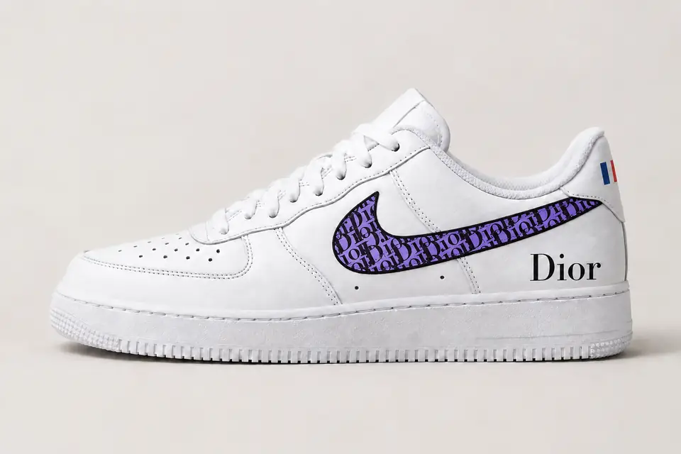 Air Force 1 Custom Dior France coloris violet, vue de profil