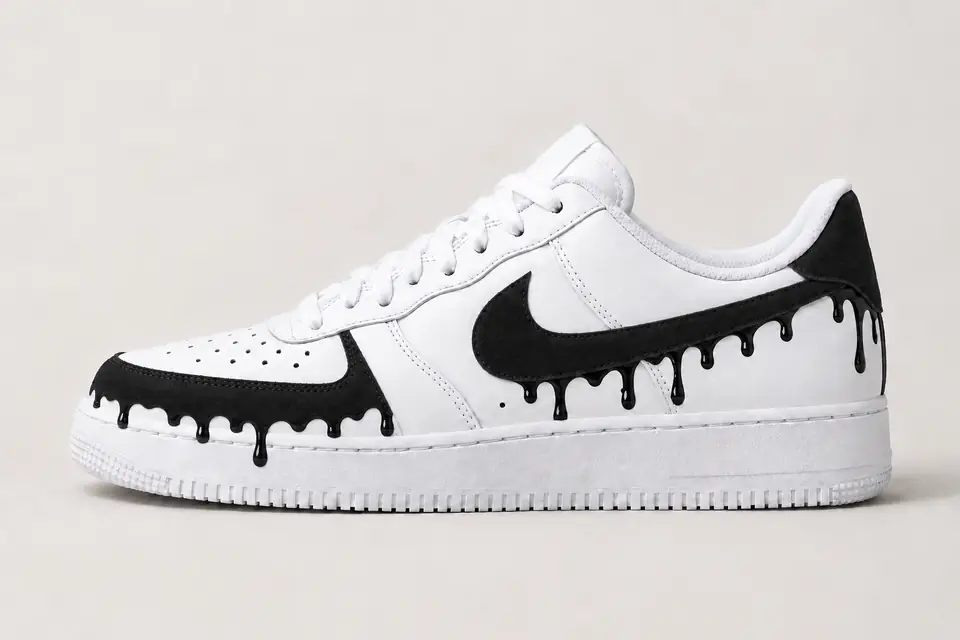 Air Force 1 Daim Drip coloris noir, vue de profil