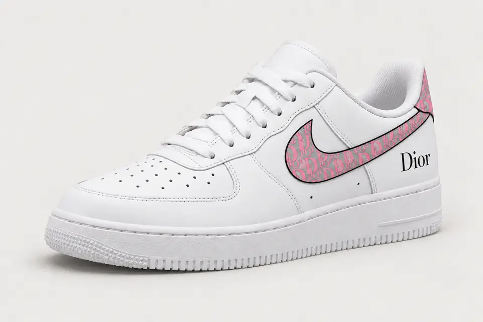 Air Force 1 Dior Rose coloris rose, vue de trois quarts