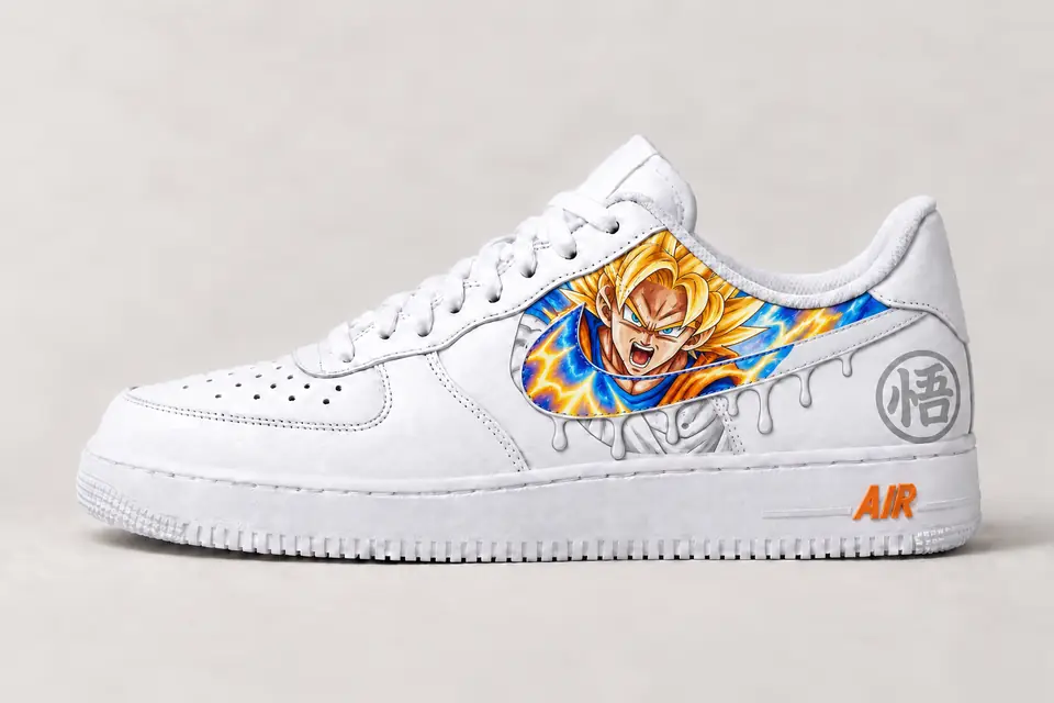 Air Force 1 Dragon Ball Drip coloris blanc, vue de profil