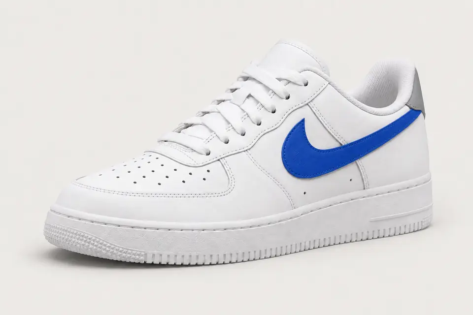 Air Force 1 Grise et Bleu coloris bleu, vue de trois quarts