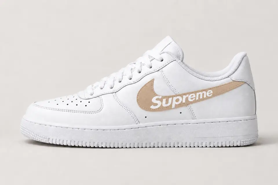 Air Force 1 Homme Supreme coloris beige, vue de profil