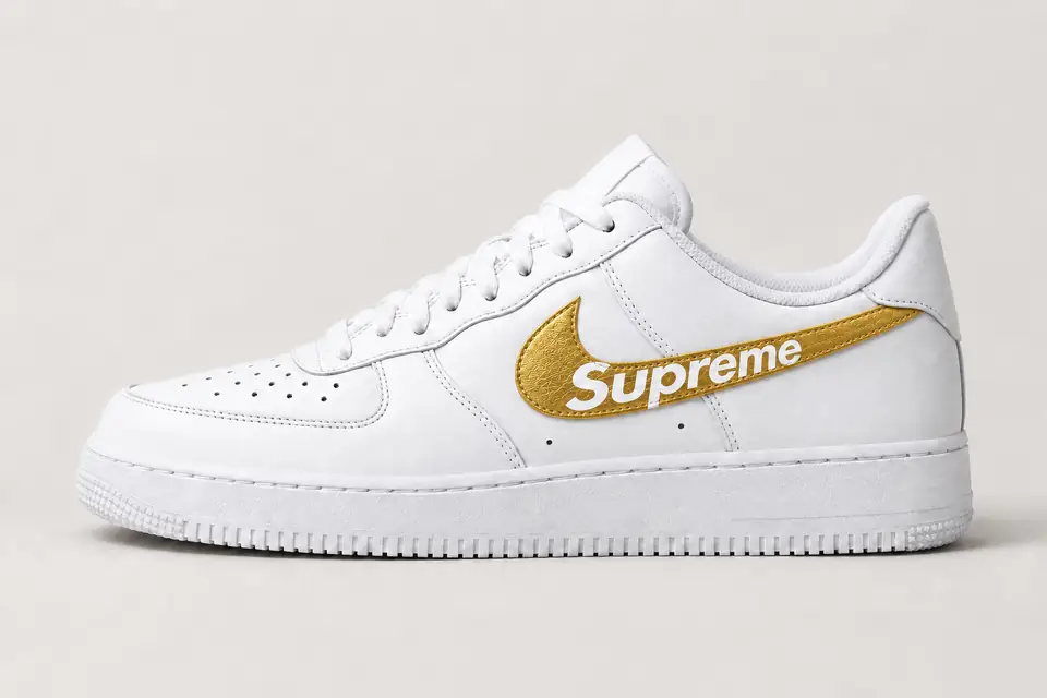 Air Force 1 Homme Supreme coloris or, vue de profil