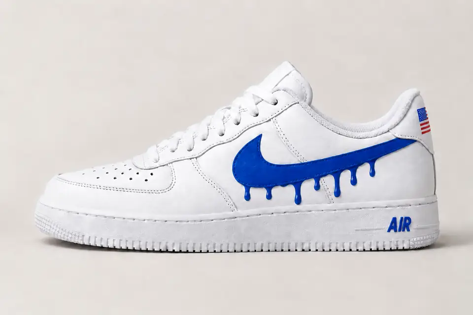 Air Force 1 NYC Drip coloris bleu, vue de profil