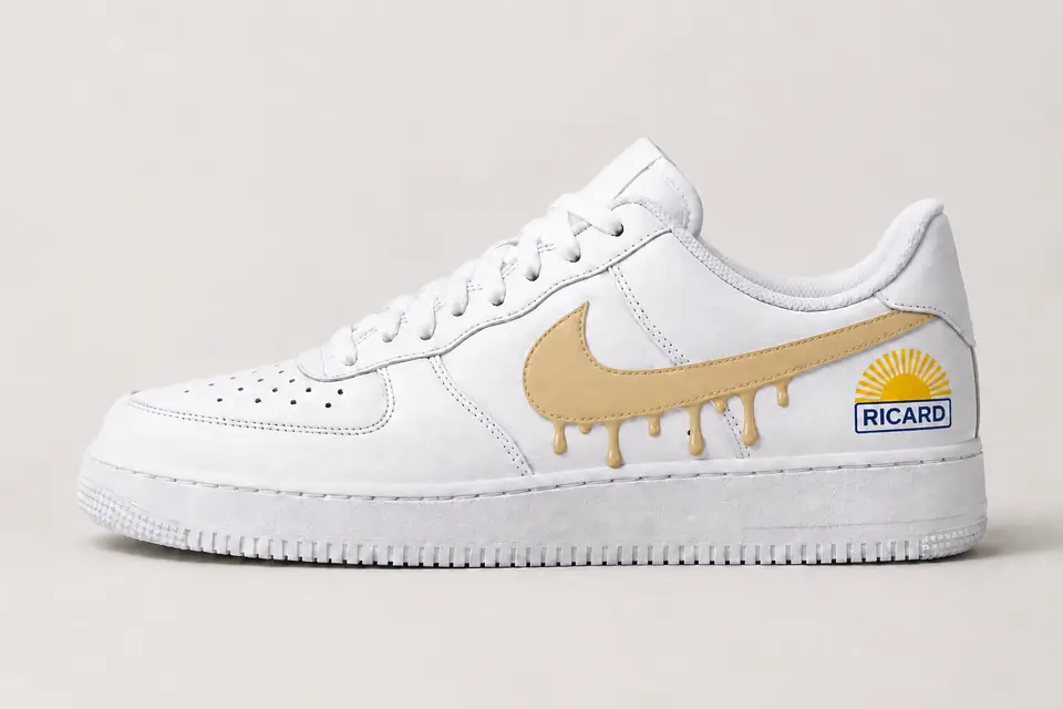 Air Force 1 Ricard Drip coloris beige, vue de profil