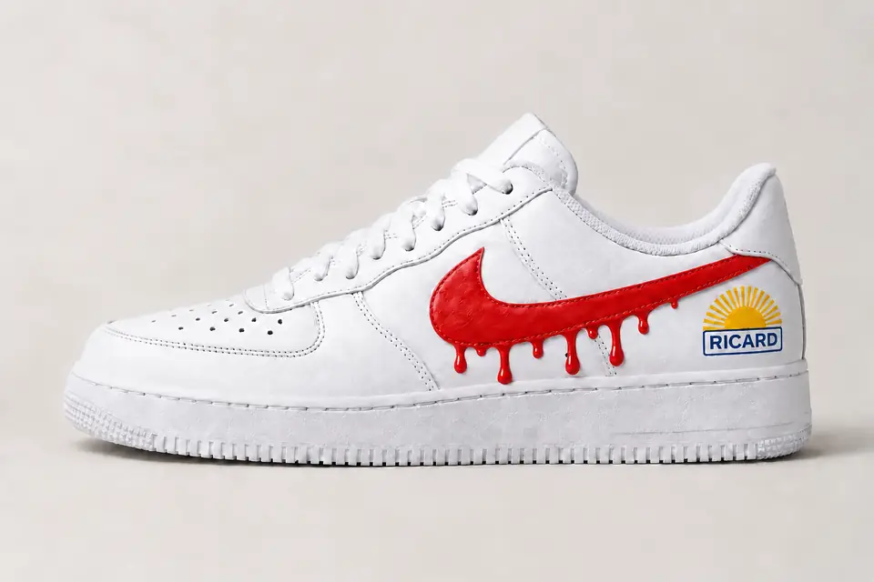 Air Force 1 Ricard Drip coloris rouge, vue de profil