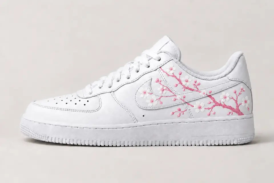 Air Force 1 Sakura coloris blanc et rose, vue de profil