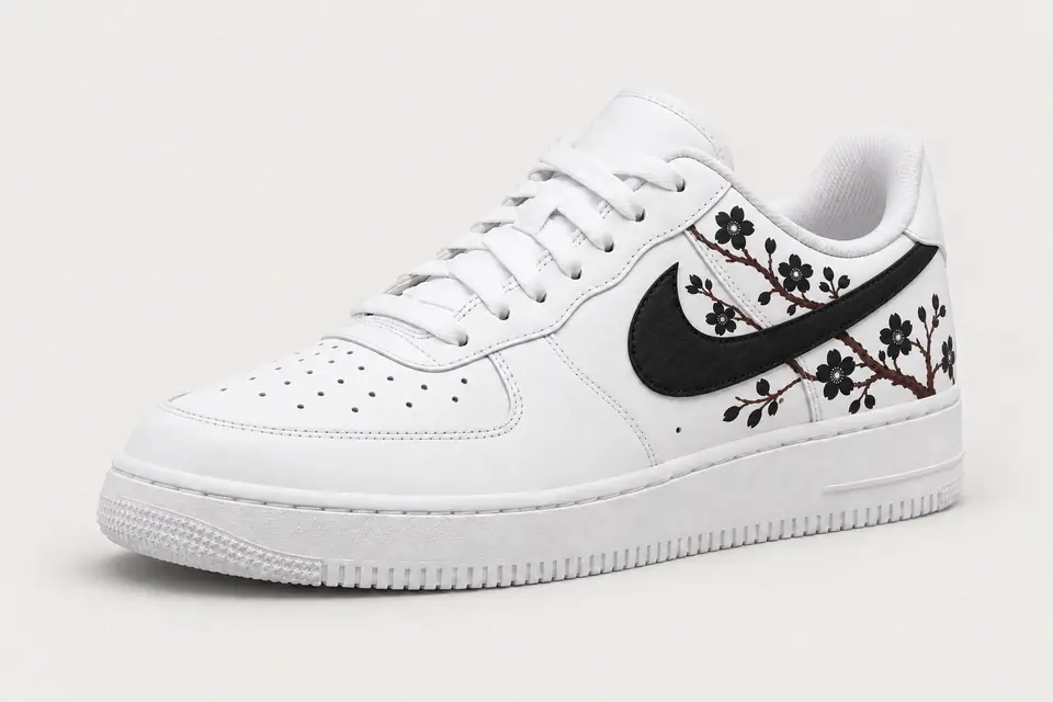 Air Force 1 Sakura coloris noir, vue de trois quarts