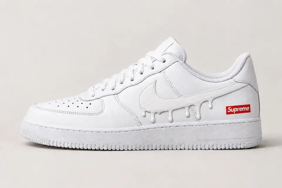 Air Force 1 Supreme Drip coloris blanc, vue de profil
