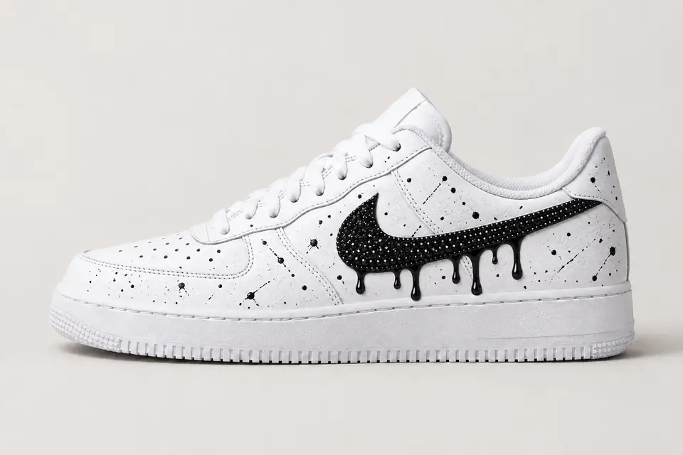 Air Force 1 Swarovski Drip coloris noir, vue de profil