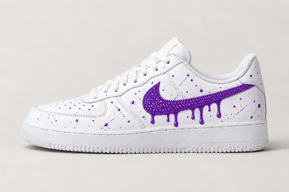 Air Force 1 Swarovski Drip coloris violet, vue de profil