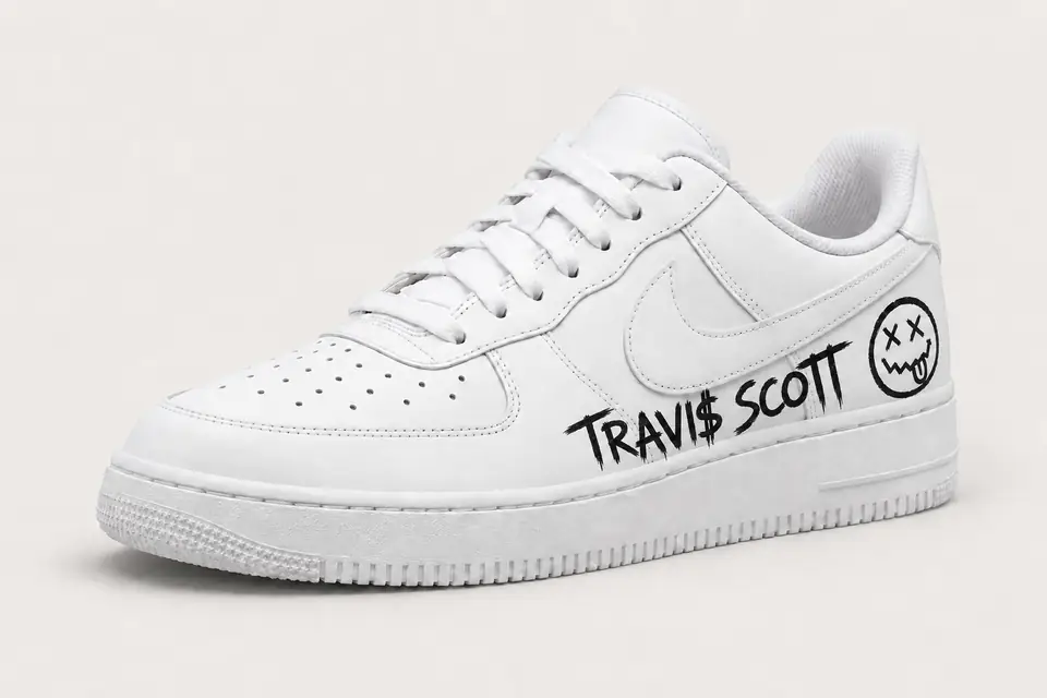 Air Force 1 Travis Scott Black coloris noir, vue de trois quarts