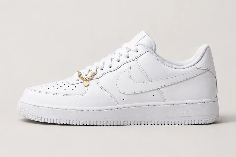 Air Force 1 White Gold Chain coloris blanc, vue de profil