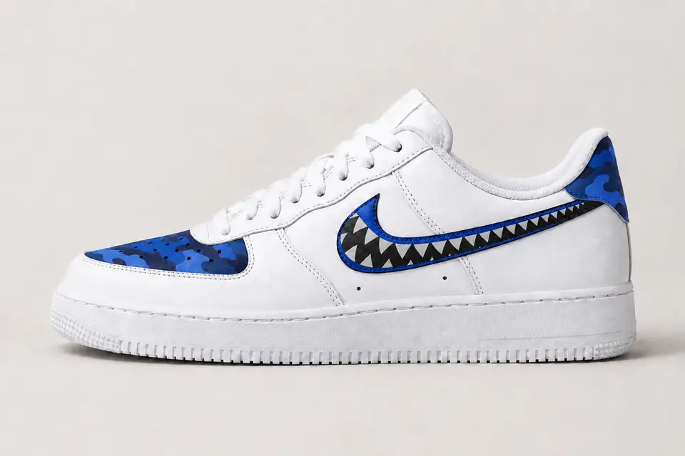 Air Force Bape Star coloris bleu, vue de profil
