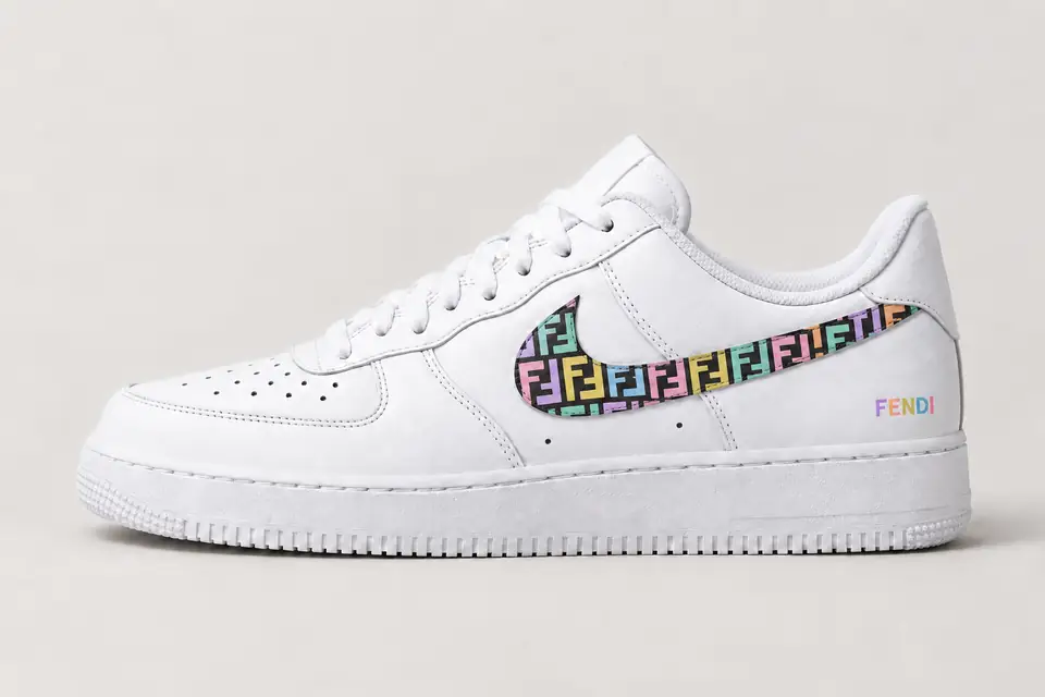 Air Force Fendi coloris multicolore et pastel, vue de profil