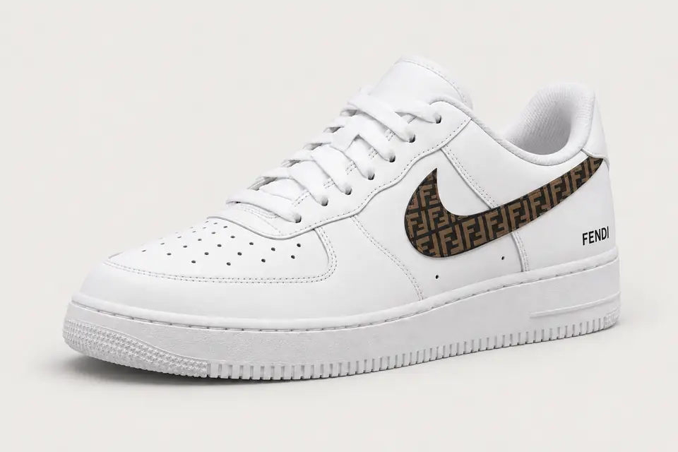 Air Force Fendi coloris noir, vue de trois quarts