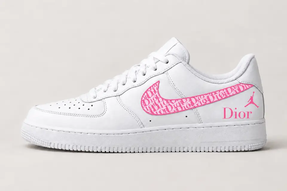 Air Force Jordan Dior coloris rose, vue de profil