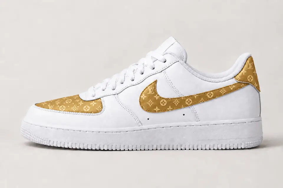 Air Force Louis Vuitton Femme coloris or, vue de profil