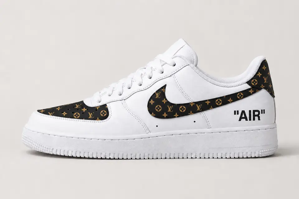 Air Force Louis Vuitton Virgil Abloh coloris noir, vue de profil