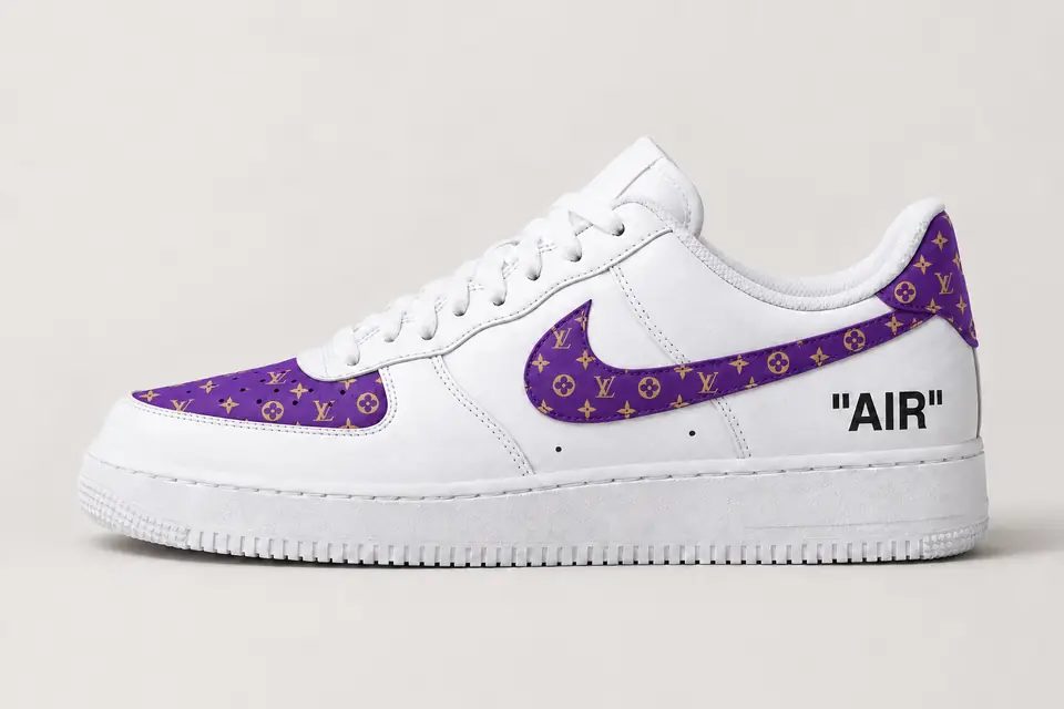 Air Force Louis Vuitton Virgil Abloh coloris violet, vue de profil