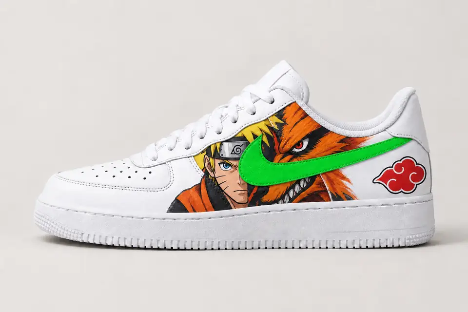 Air Force Naruto Swoosh Peint coloris vert, vue de profil