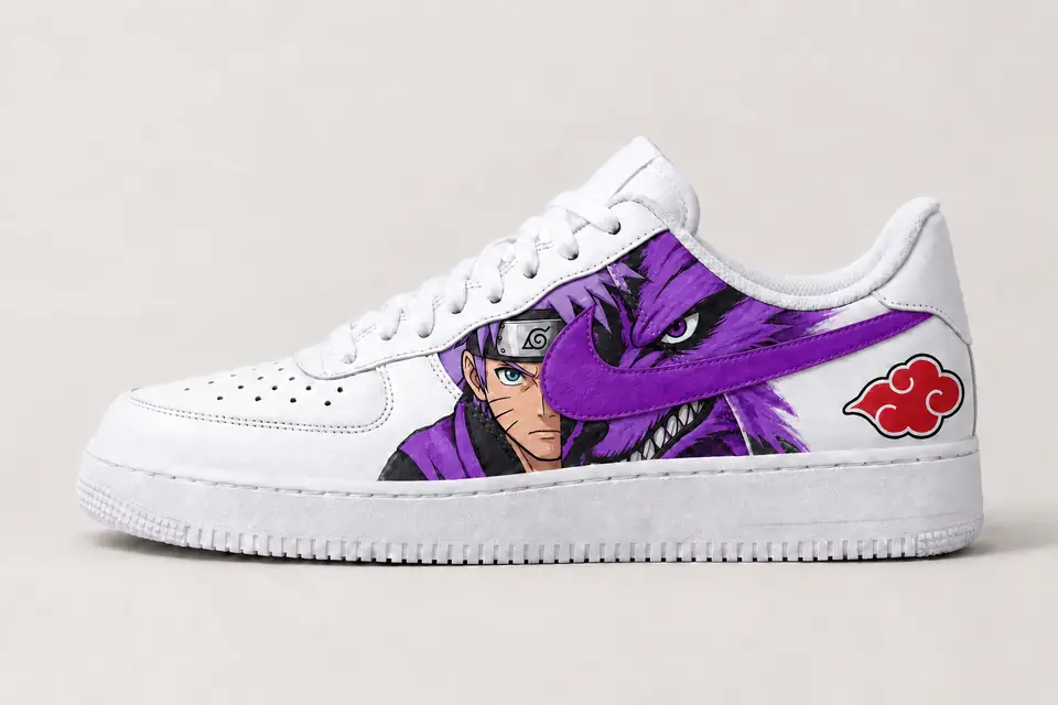 Air Force Naruto Swoosh Peint coloris violet, vue de profil