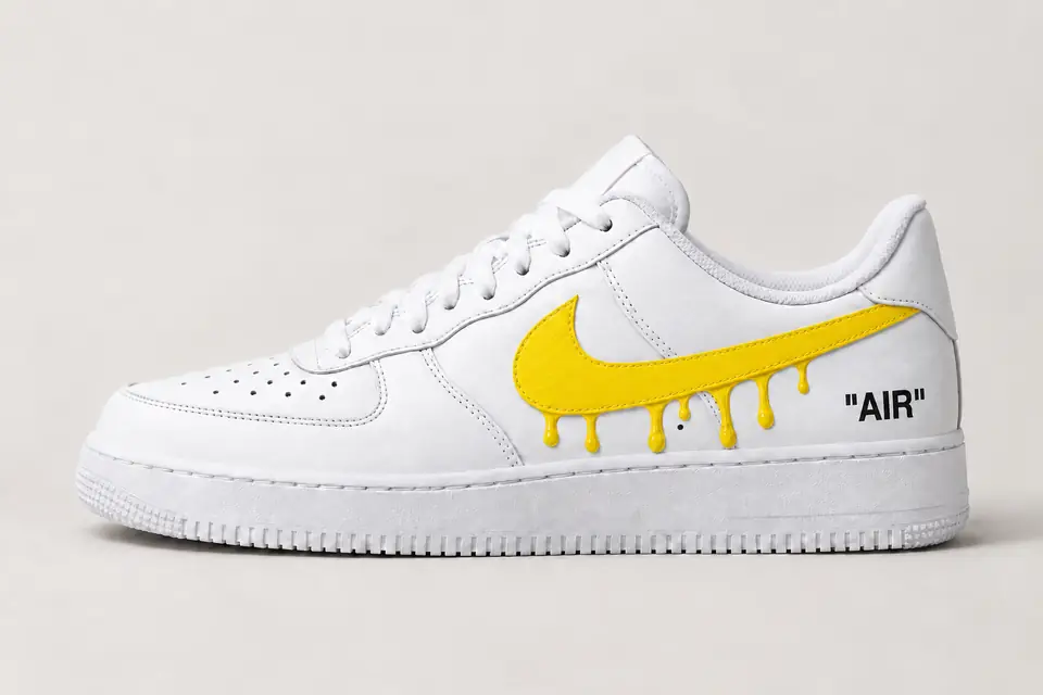 Air Force Off White Drip coloris jaune, vue de profil