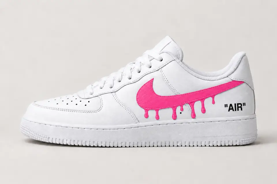 Air Force Off White Drip coloris rose, vue de profil