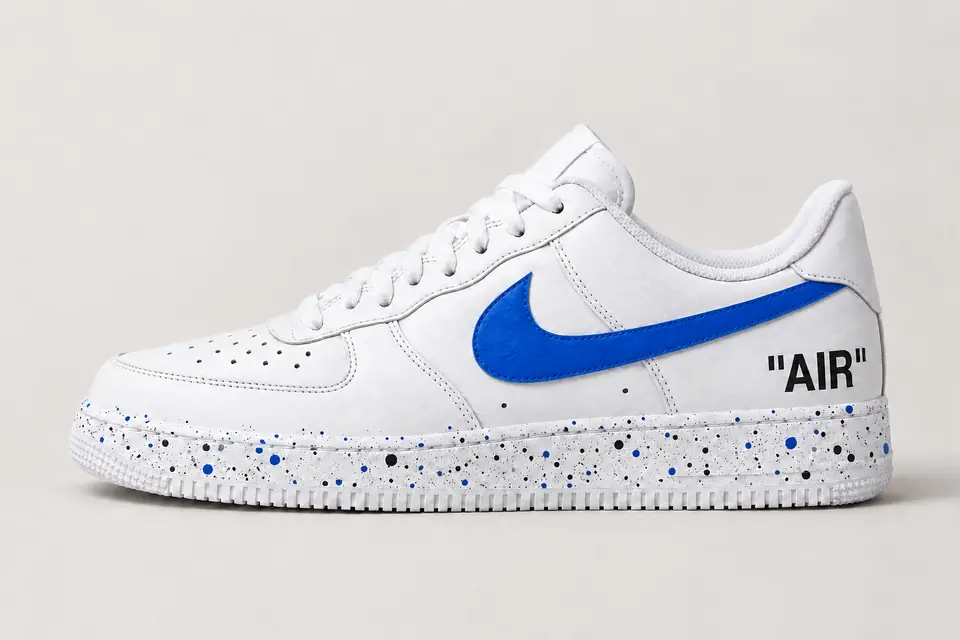 Air Force Off-White Jaune Splash coloris bleu, vue de profil