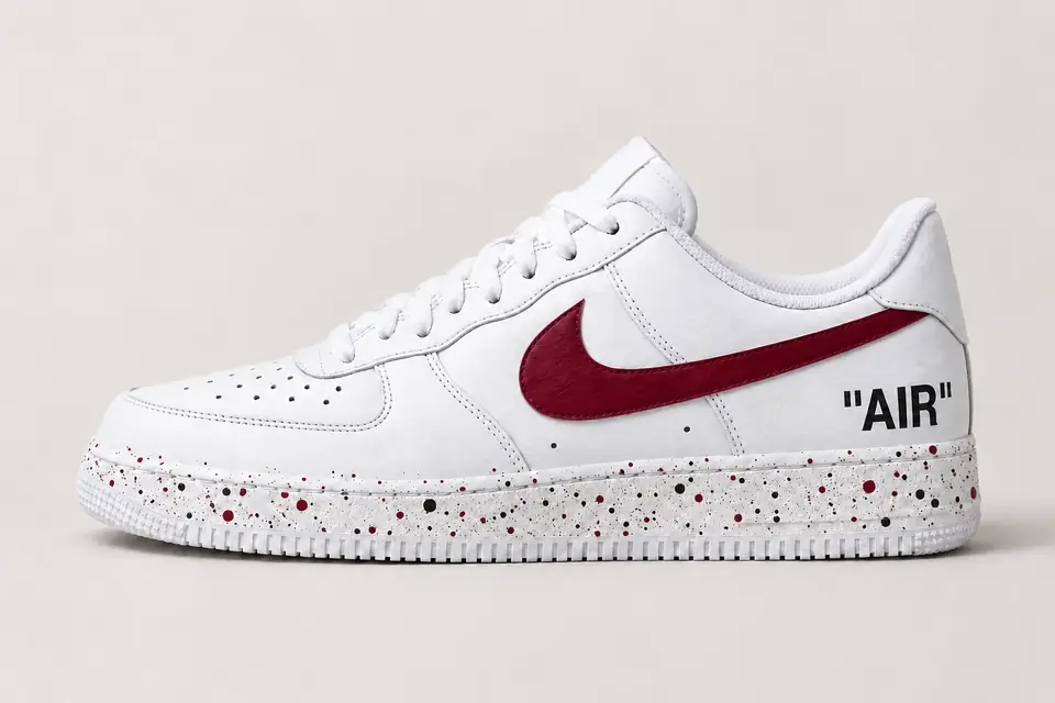 Air Force Off-White Jaune Splash coloris bordeaux, vue de profil