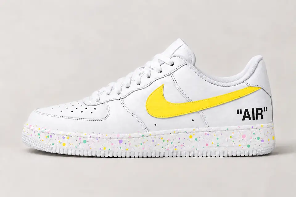 Air Force Off-White Jaune Splash coloris jaune et pastel, vue de profil