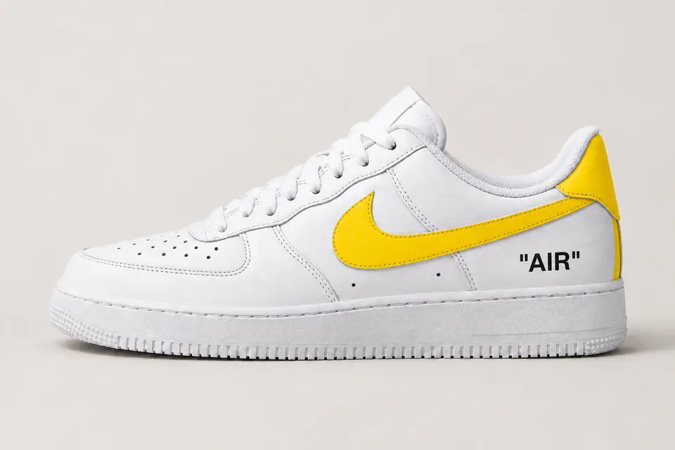 Air Force Off-White Jaune Talon Peint coloris jaune, vue de profil