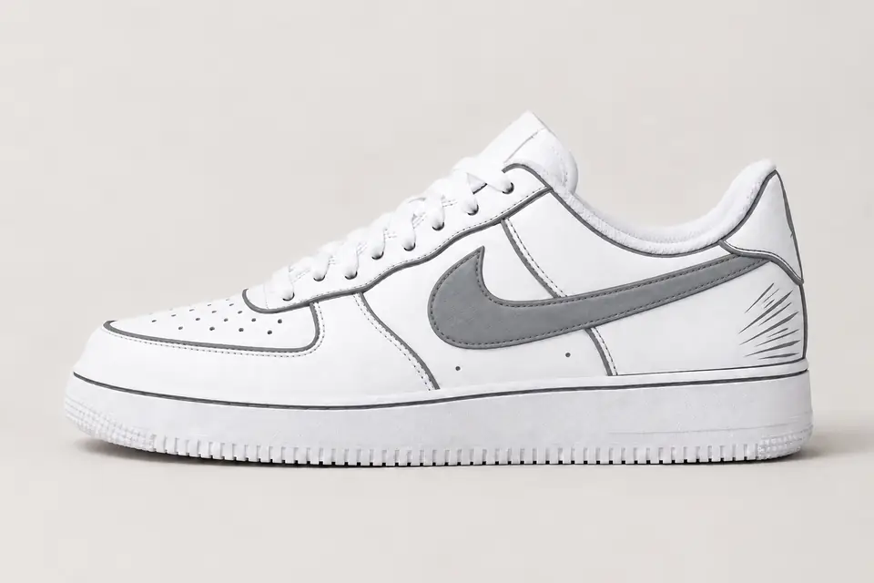 Air Force One Dessin Animé coloris gris, vue de profil