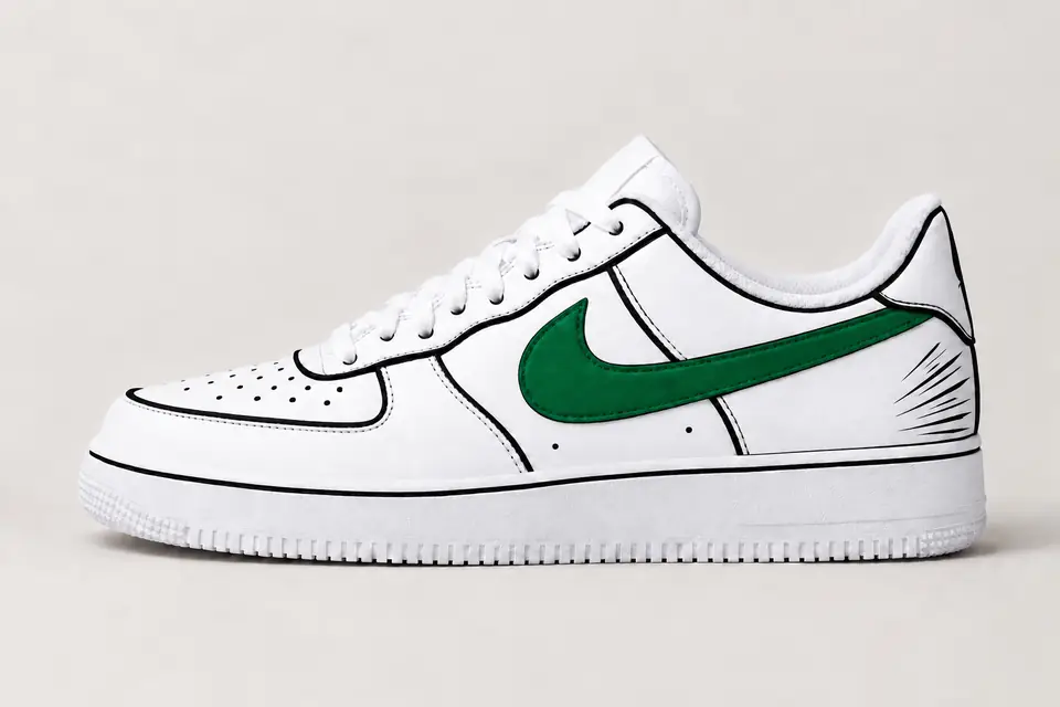 Air Force One Dessin Animé coloris vert, vue de profil