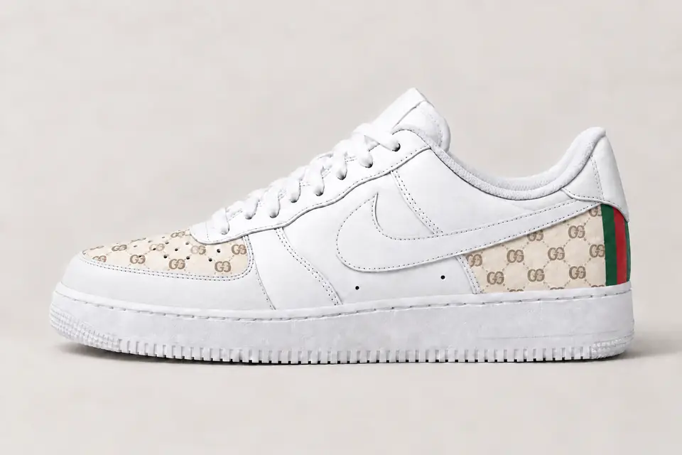 Air Force One Gucci Homme coloris blanc, vue de profil