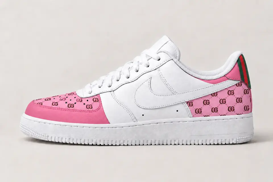 Air Force One Gucci Homme coloris rose, vue de profil