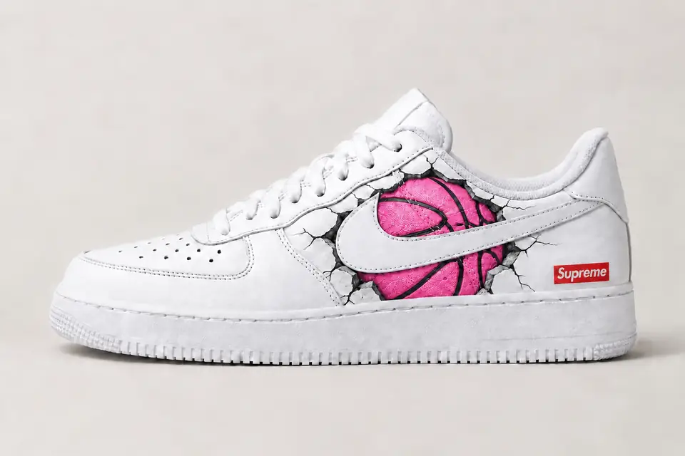 Air Force One Supreme NBA coloris rose, vue de profil