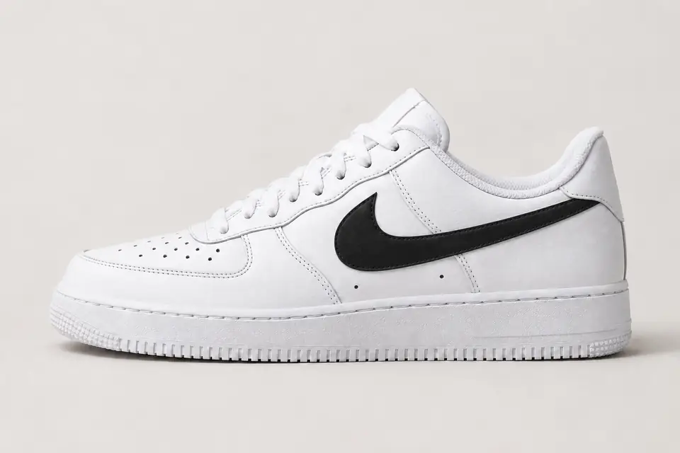 Air Force One Swoosh Noir coloris noir, vue de profil