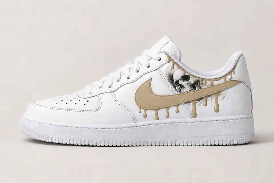 Air Force Squelette Drip coloris beige, vue de profil